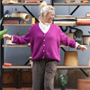 Gilet col V Hermine — mohair lilas - Quintessence