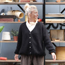 Gilet col V Hermine — mohair noir - Quintessence