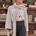 Gilet long Daphné — maille douce beige - Quintessence