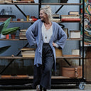 Gilet long Daphné — maille douce bleu chiné - Quintessence