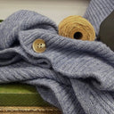 Gilet long Daphné — maille douce bleu chiné - Quintessence