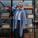 Gilet long Daphné — maille douce bleu chiné - Quintessence