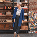 Gilet long Daphné — maille douce bleu indigo - Quintessence