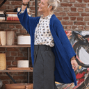Gilet long Daphné — maille douce bleu indigo - Quintessence