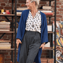 Gilet long Daphné — maille douce bleu indigo - Quintessence
