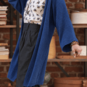 Gilet long Daphné — maille douce bleu indigo - Quintessence