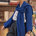 Gilet long Daphné — maille douce bleu indigo - Quintessence