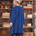 Gilet long Daphné — maille douce bleu indigo - Quintessence