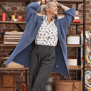 Gilet long Daphné — maille douce bleu jean - Quintessence