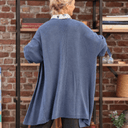 Gilet long Daphné — maille douce bleu jean - Quintessence
