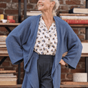 Gilet long Daphné — maille douce bleu jean - Quintessence
