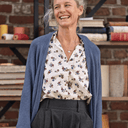 Gilet long Daphné — maille douce bleu jean - Quintessence