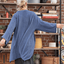 Gilet long Daphné — maille douce bleu jean - Quintessence