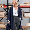 Gilet long Daphné — maille douce bleu marine - Quintessence