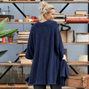 Gilet long Daphné — maille douce bleu marine - Quintessence
