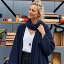 Gilet long Daphné — maille douce bleu marine - Quintessence