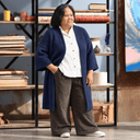 Gilet long Daphné — maille douce bleu marine - Quintessence