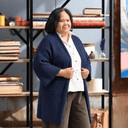 Gilet long Daphné — maille douce bleu marine - Quintessence