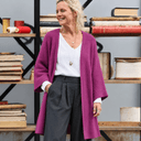 Gilet long Daphné — maille douce bougainvillier - Quintessence