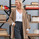 Gilet long Daphné — maille douce camel - Quintessence