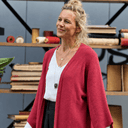 Gilet long Daphné — maille douce cerise - Quintessence