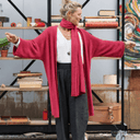 Gilet long Daphné — maille douce cerise - Quintessence