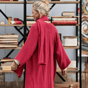 Gilet long Daphné — maille douce cerise - Quintessence