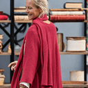 Gilet long Daphné — maille douce cerise - Quintessence