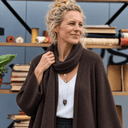 Gilet long Daphné — maille douce choco - Quintessence