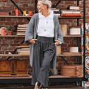 Gilet long Daphné — maille douce gris chiné - Quintessence