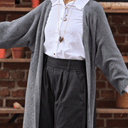 Gilet long Daphné — maille douce gris chiné - Quintessence