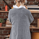 Gilet long Daphné — maille douce gris chiné - Quintessence