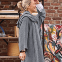 Gilet long Daphné — maille douce gris chiné - Quintessence