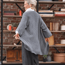 Gilet long Daphné — maille douce gris chiné - Quintessence