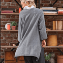 Gilet long Daphné — maille douce gris chiné - Quintessence