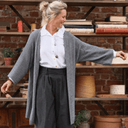 Gilet long Daphné — maille douce gris chiné - Quintessence