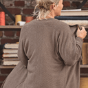 Gilet long Daphné — maille douce moka - Quintessence