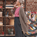 Gilet long Daphné — maille douce moka - Quintessence