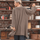 Gilet long Daphné — maille douce moka - Quintessence