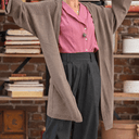 Gilet long Daphné — maille douce moka - Quintessence