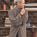 Gilet long Daphné — maille douce moka - Quintessence