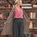 Gilet long Daphné — maille douce moka - Quintessence
