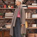 Gilet long Daphné — maille douce moka - Quintessence