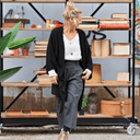 Gilet long Daphné — maille douce noir - Quintessence