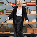 Gilet long Daphné — maille douce noir - Quintessence