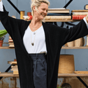 Gilet long Daphné — maille douce noir - Quintessence