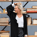 Gilet long Daphné — maille douce noir - Quintessence