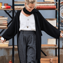 Gilet long Daphné — maille douce noir - Quintessence