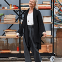 Gilet long Daphné — maille douce noir - Quintessence