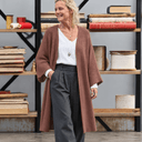 Gilet long Daphné — maille douce noisette - Quintessence
